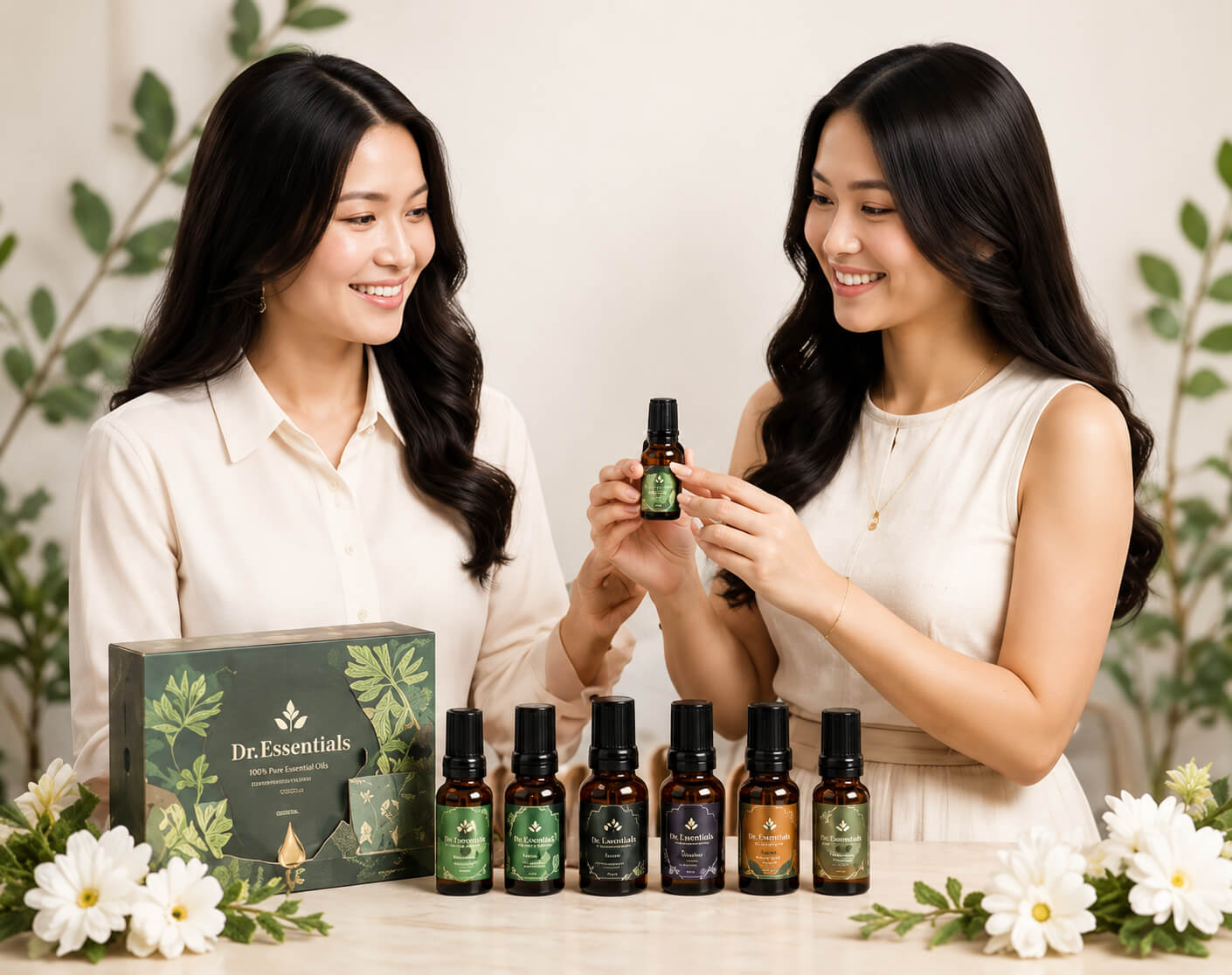 Daisy and team showcasing Dr Essentials Aromatherapy products